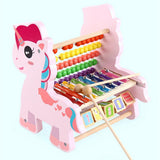 Maxbell Cute 3 In 1 Wooden Educational Toy Xylophone Musical Pounding Toy Unicorn