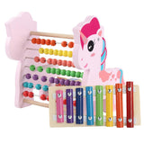 Maxbell Cute 3 In 1 Wooden Educational Toy Xylophone Musical Pounding Toy Unicorn