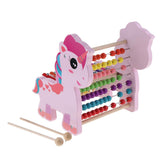Maxbell Cute 3 In 1 Wooden Educational Toy Xylophone Musical Pounding Toy Unicorn