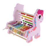 Maxbell Cute 3 In 1 Wooden Educational Toy Xylophone Musical Pounding Toy Unicorn
