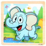 Maxbell 3D Wooden Animals Jigsaw Puzzle Board Kids Early Educational Toy Elephant