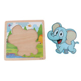 Maxbell 3D Wooden Animals Jigsaw Puzzle Board Kids Early Educational Toy Elephant