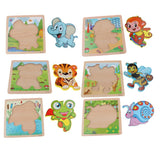 Maxbell 3D Wooden Animals Jigsaw Puzzle Board Kids Early Educational Toy Elephant