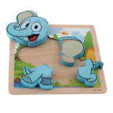 Maxbell 3D Wooden Animals Jigsaw Puzzle Board Kids Early Educational Toy Elephant