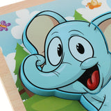 Maxbell 3D Wooden Animals Jigsaw Puzzle Board Kids Early Educational Toy Elephant