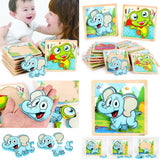 Maxbell 3D Wooden Animals Jigsaw Puzzle Board Kids Early Educational Toy Elephant