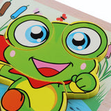 Maxbell 3D Wooden Animals Jigsaw Puzzle Board Kids Early Educational Toy Frog