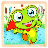 Maxbell 3D Wooden Animals Jigsaw Puzzle Board Kids Early Educational Toy Frog