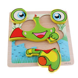 Maxbell 3D Wooden Animals Jigsaw Puzzle Board Kids Early Educational Toy Frog