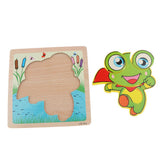 Maxbell 3D Wooden Animals Jigsaw Puzzle Board Kids Early Educational Toy Frog