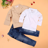 Maxbell Three Pieces Boys Cotton Clothing Sets Jacket T-Shirt and Jeans 3-8 Years 6T