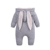 Maxbell Cotton Big Ear Bunny Zipper Jumpsuit Climbing Clothes Gray (0-3 Months)