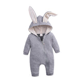 Maxbell Cotton Big Ear Bunny Zipper Jumpsuit Climbing Clothes Gray (0-3 Months)