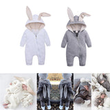 Maxbell Cotton Big Ear Bunny Zipper Jumpsuit Climbing Clothes Gray (0-3 Months)