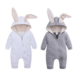 Maxbell Cotton Big Ear Bunny Zipper Jumpsuit Climbing Clothes Gray (0-3 Months)