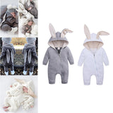 Maxbell Cotton Big Ear Bunny Zipper Jumpsuit Climbing Clothes Gray (0-3 Months)