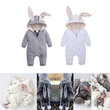 Maxbell Cotton Big Ear Bunny Zipper Jumpsuit Climbing Clothes Gray (0-3 Months)