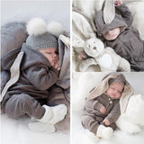 Maxbell Cotton Big Ear Bunny Zipper Jumpsuit Climbing Clothes Gray (6-9 Months)