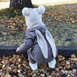 Maxbell Cotton Big Ear Bunny Zipper Jumpsuit Climbing Clothes Gray (6-9 Months)