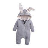 Maxbell Cotton Big Ear Bunny Zipper Jumpsuit Climbing Clothes Gray (9-12 Months)