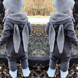 Maxbell Cotton Big Ear Bunny Zipper Jumpsuit Climbing Clothes Gray (9-12 Months)