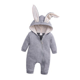 Maxbell Cotton Big Ear Bunny Zipper Jumpsuit Climbing Clothes Gray (9-12 Months)