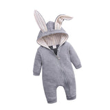 Maxbell Cotton Big Ear Bunny Zipper Jumpsuit Climbing Clothes Gray (9-12 Months)