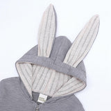 Maxbell Cotton Big Ear Bunny Zipper Jumpsuit Climbing Clothes Gray (9-12 Months)