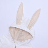 Maxbell Cotton Big Ear Bunny Zipper Jumpsuit Climbing Clothes White (0-3 Months)