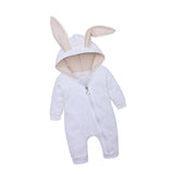 Maxbell Cotton Big Ear Bunny Zipper Jumpsuit Climbing Clothes White (0-3 Months)