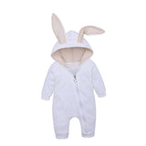Maxbell Cotton Big Ear Bunny Zipper Jumpsuit Climbing Clothes White (0-3 Months)
