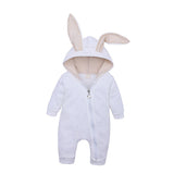 Maxbell Cotton Big Ear Bunny Zipper Jumpsuit Climbing Clothes White (6-9 Months)