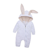 Maxbell Cotton Big Ear Bunny Zipper Jumpsuit Climbing Clothes White (6-9 Months)