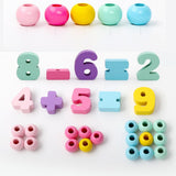 Max Wooden Blocks Lacing Beads Toy Puzzle Sorting Kids Educational Preschool Toy