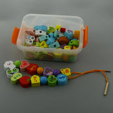 Maxbell Wooden Blocks Lacing Beads Toy Puzzle Sorting Educational 65 Block Beads