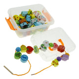 Maxbell Wooden Blocks Lacing Beads Toy Puzzle Sorting Educational 65 Block Beads