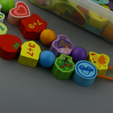 Maxbell Wooden Blocks Lacing Beads Toy Puzzle Sorting Educational 65 Block Beads