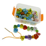 Maxbell Wooden Blocks Lacing Beads Toy Puzzle Sorting Educational 65 Block Beads
