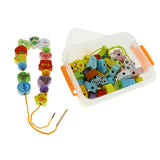 Maxbell Wooden Blocks Lacing Beads Toy Puzzle Sorting Educational 65 Block Beads