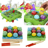 Maxbell Magnetic Catch Games Wooden Catch Worms Game Kids Preschool Toys Wood Color