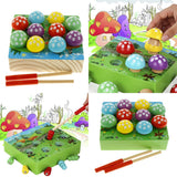 Maxbell Magnetic Catch Games Wooden Catch Worms Game Kids Preschool Toys Wood Color