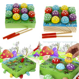 Maxbell Magnetic Catch Games Wooden Catch Worms Game Kids Preschool Toys Wood Color