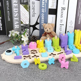 Maxbell Wooden Shape Sorter Puzzle Toys - Number 3 in 1 Matching Board Stacking Toy