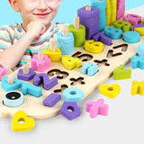 Maxbell Wooden Shape Sorter Puzzle Toys - Number 3 in 1 Matching Board Stacking Toy