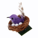 Maxbell 1/6 Dollhouse Miniature Bird Nest with Eggs for Fairy Garden Decor Purple