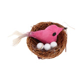 Maxbell 1/6 Dollhouse Miniature Bird Nest with Eggs for Fairy Garden Decor Pink