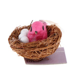 Maxbell 1/6 Dollhouse Miniature Bird Nest with Eggs for Fairy Garden Decor Pink