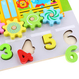 Maxbell Kids Cartoon Gear Animal Wooden Puzzle Toys Math Learning Grab Board Number