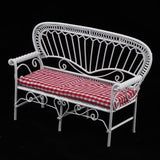 Maxbell 1/12 Dollhouse Furniture Miniature Chair Sofa Bench Decoration Red + White