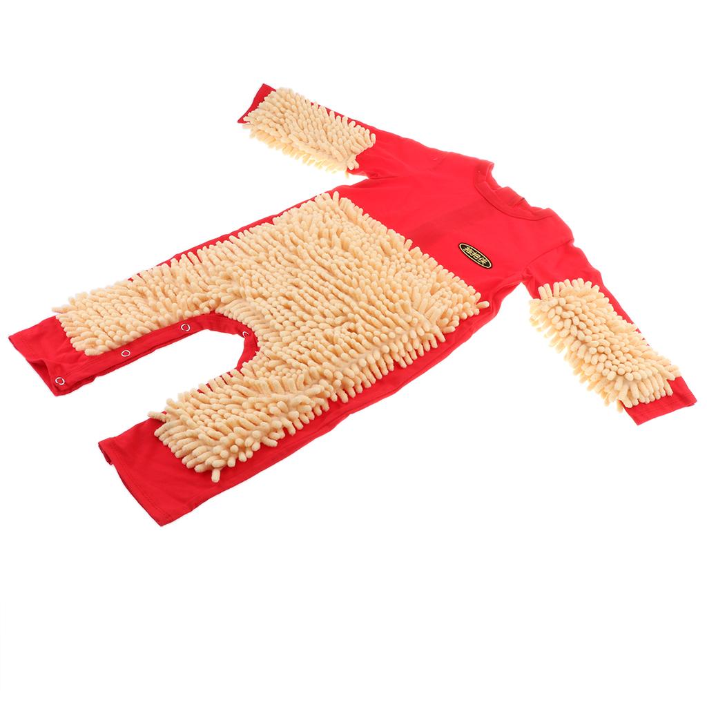 Max Baby Mop Romper Clothes Crawling Jumpsuit Cleaning Mop Suit Red 85cm